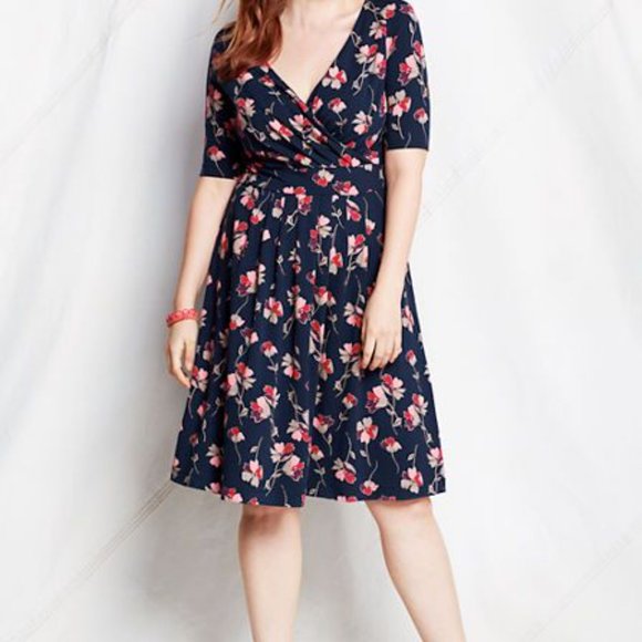 Lands End Cotton Modal Fit & Flare Dress XL - Picture 1 of 6